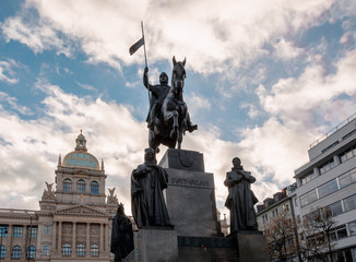 Fototapeta premium Saint Wenceslaus statue on Vaclavske Namesti in Prague, Czech Republic