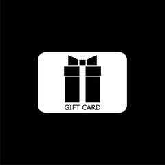 Gift card. Discount coupon, simple icon or logo on dark background