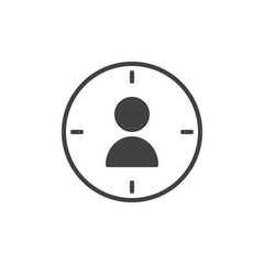 Target marketing vector icon. filled flat sign for mobile concept and web design. Target audience simple solid icon. Symbol, logo illustration. Pixel perfect vector graphics