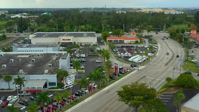 Aerial video Bill Seidles Nissan car dealership Miami Doral