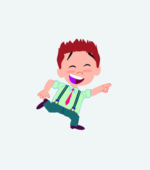 Businessman in casual style running smiling.