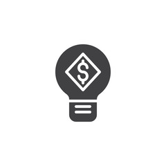 Money lamp vector icon. filled flat sign for mobile concept and web design. Business Idea light bulb simple solid icon. Symbol, logo illustration. Pixel perfect vector graphics