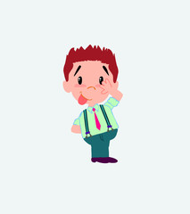 Businessman in casual style sticks out his tongue in gesture of funny shyness.