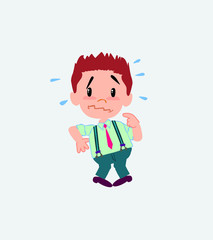 Businessman in casual style, scared. 