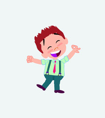 Businessman in casual style exulting in happiness