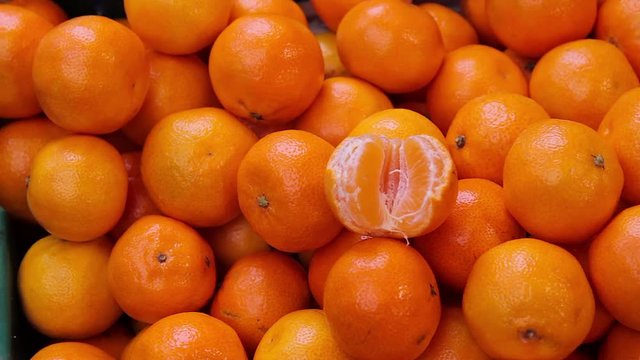 tangerine harvest. mandarins harvest. tangerine top view