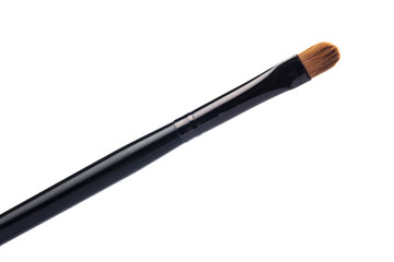 make up brush, eye shadows blusher isolated on white background