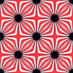 Naklejka premium asian geometric floral seamless pattern in red black white