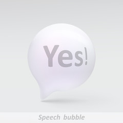 Realistic bubble speech. Illustration isolated on grey background. Graphic concept for your design