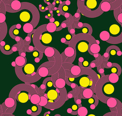 retro style dots abstract seamless pattern pink yellow