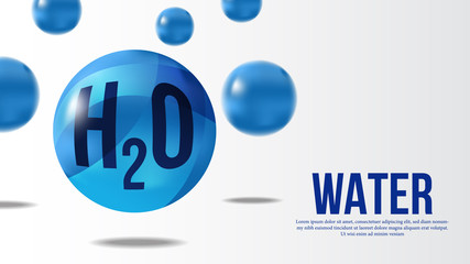 3d sphere water ball atomic molecule for science banner. Vector illustration