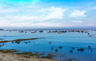 Blue fishing port and fishing boat, Dalian