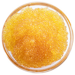 Pike caviar or roe in the bowl. Clipping path.