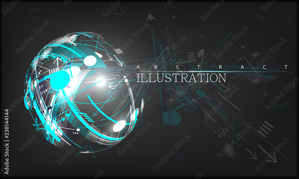 Aufkleber Trendy abstract art, geometric background with flat. Vector poster with geometric lines and arrows. Circle scope element for design. Vector illustration