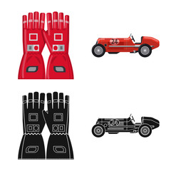 Isolated object of car and rally icon. Collection of car and race vector icon for stock.