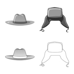 Isolated object of headgear and cap symbol. Collection of headgear and accessory vector icon for stock.