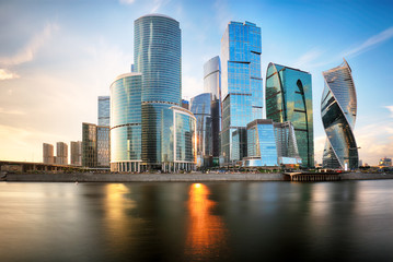 Moscow city, Russia. Moscow International Business Center at sunset