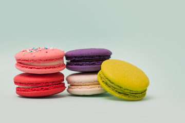 A set of French macaron. French sweets. A lot of colourful cakes