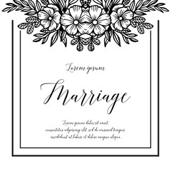 Marriage invitation card. Wedding card template with blooming flower vector art