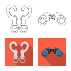 Vector design of mountaineering and peak icon. Set of mountaineering and camp vector icon for stock.