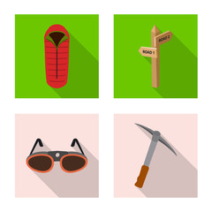Vector design of mountaineering and peak logo. Set of mountaineering and camp vector icon for stock.