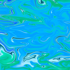 Abstract psychedelic marble art with acid bright blue and green colors. Memphis style