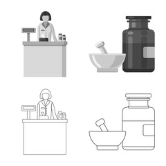 Isolated object of pharmacy and hospital symbol. Collection of pharmacy and business vector icon for stock.