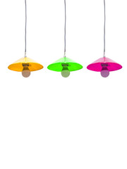 color ceiling lamps on white background