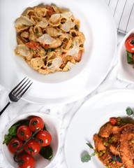 Gnocchi with fresh cherry tomatoes sauce, basil and Parmesan cheese