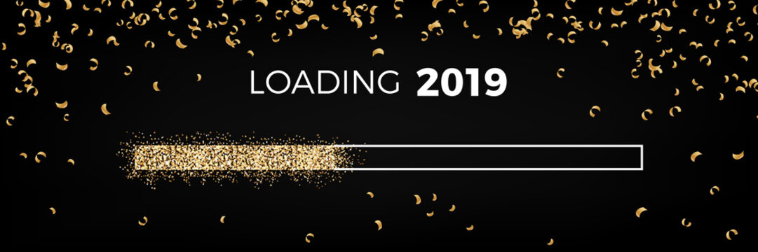 2019 panorama golden glitter loading bar sparkling confetti