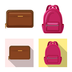 Vector design of suitcase and baggage logo. Collection of suitcase and journey vector icon for stock.