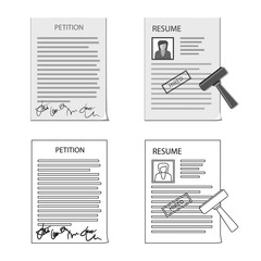 Vector illustration of form and document sign. Collection of form and mark stock symbol for web.