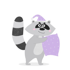 Cute funny raccoon, for printing on textiles. Hand-drawn.