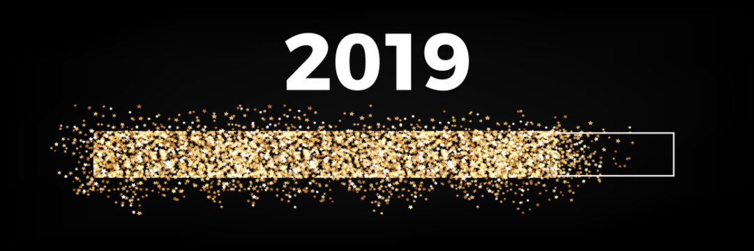 Modern 2019 year progress bar loading gold