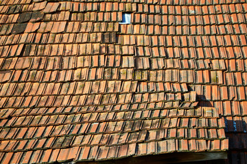 ruined broken house red roof bricks tile