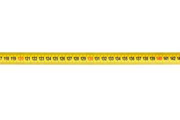 Yellow tape measure tool, isolated on white background