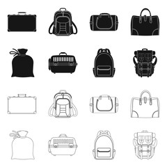 Isolated object of suitcase and baggage symbol. Collection of suitcase and journey vector icon for stock.