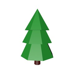 Low poly tree render 3d  isolated on white.
