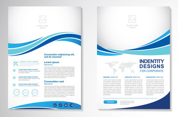 Template vector design for Brochure, Annual Report, Magazine, Poster, Corporate Presentation, Portfolio, Flyer, infographic, layout modern with blue color size A4, Front and back, Easy to use.
