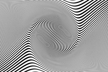 black and white abstract background with line twist 3D illustration