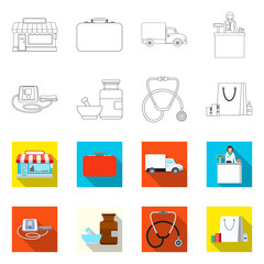 Vector design of pharmacy and hospital logo. Collection of pharmacy and business stock symbol for web.