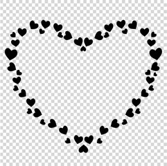 Vector cute black heart shaped border for valentine, love romance design.