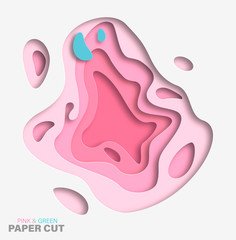 3D abstract background with paper cut shapes. Vector design layout for business presentations, flyers, posters and invitations. purple illustration. Pink and green. Trend color