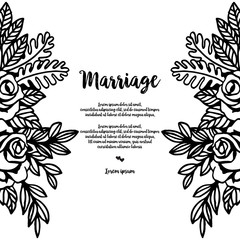 Flower wedding invitation card with marriage text vector art