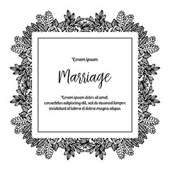 flowers border frame decoration with marriage text vector art