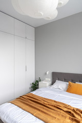 Great bedroom in modern style with light walls
