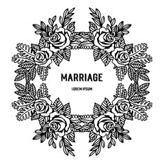 flowers border frame decoration with marriage text vector art