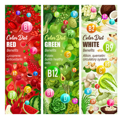 Color diet vitamin food. Vegetables, fruits, nuts