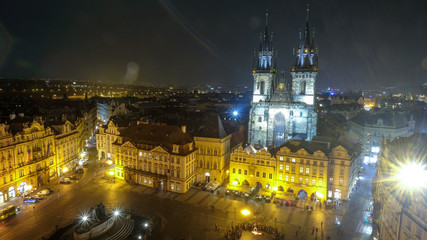 Fototapeta na wymiar top night view of The Old town square in Prague, Czech Republic