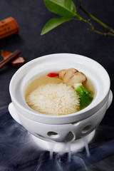 Chicken soup with matsutake tofu